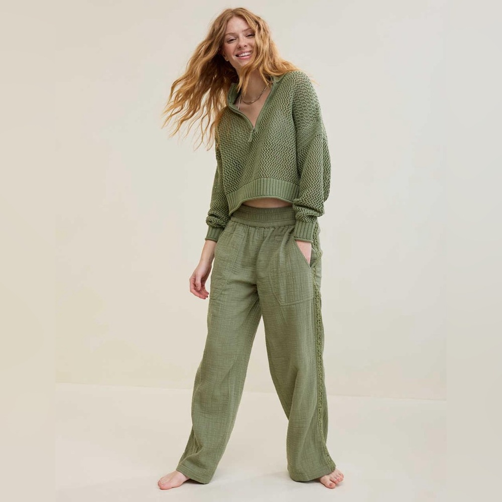 Aerie | Summer Reset Trouser | Small | Olive Green | NWT